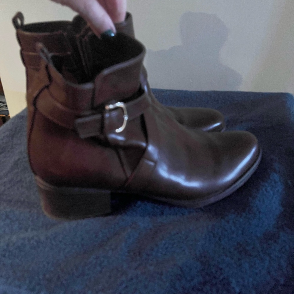 Women’s Brown Leather Ankle Boots with Buckle